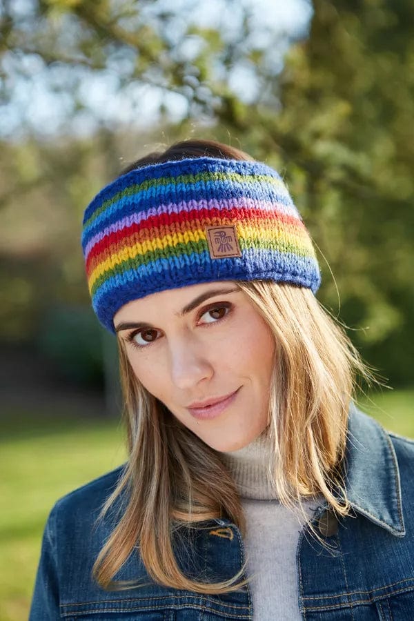 lusciousscarves Pachamama Rainbow Headband , Hand Knitted in Nepal