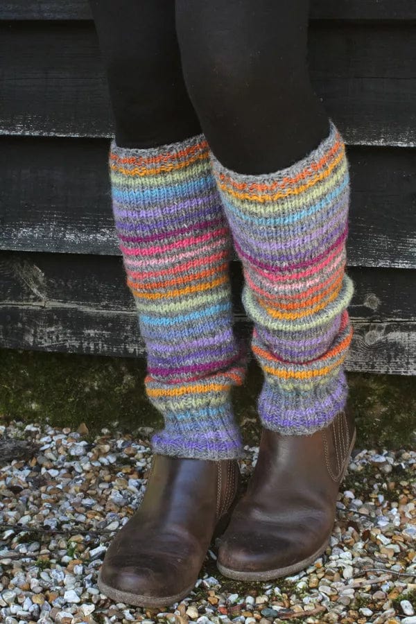 lusciousscarves Pachamama San Clemente Rainbow Stripe Legwarmers , Handknitted , Fairtrade