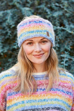 Load image into Gallery viewer, lusciousscarves Pachamama San Francisco Pastel Rainbow Headband, Hand Knitted
