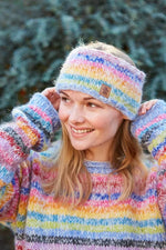 Load image into Gallery viewer, lusciousscarves Pachamama San Francisco Pastel Rainbow Headband, Hand Knitted
