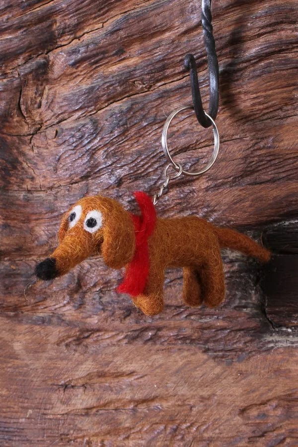 lusciousscarves Pachamama Steven the Sausage Dog Keyring , Hand Made, Fair Trade.