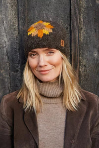 lusciousscarves Pachamama Sunflower Beanie Hat, Handknitted