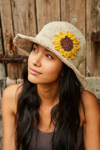 lusciousscarves Pachamama Sunflower Hemp/Cotton Sun Hat, Fair Trade , Handmade
