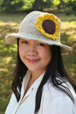Load image into Gallery viewer, lusciousscarves Pachamama Sunflower Hemp/Cotton Sun Hat, Fair Trade , Handmade
