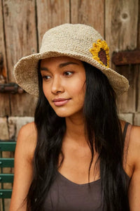 lusciousscarves Pachamama Sunflower Hemp/Cotton Sun Hat, Fair Trade , Handmade