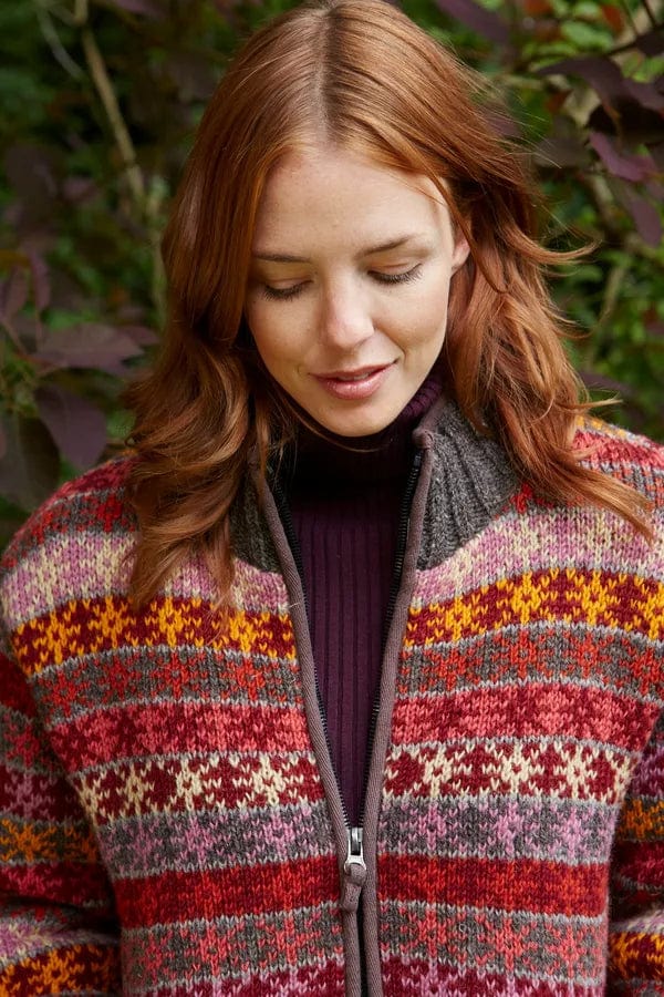 lusciousscarves Pachamama Tintagel Zip Jacket Womens, Hand Knitted , Fair Trade