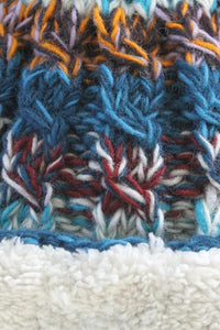 lusciousscarves Pachamama Utrecht Bobble Beanie Teal Blue, Hand Knitted