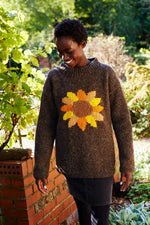 Load image into Gallery viewer, lusciousscarves Pachamama Womens Sunflower Design Sweater Jumper, Hand Knitted, Fair Trade
