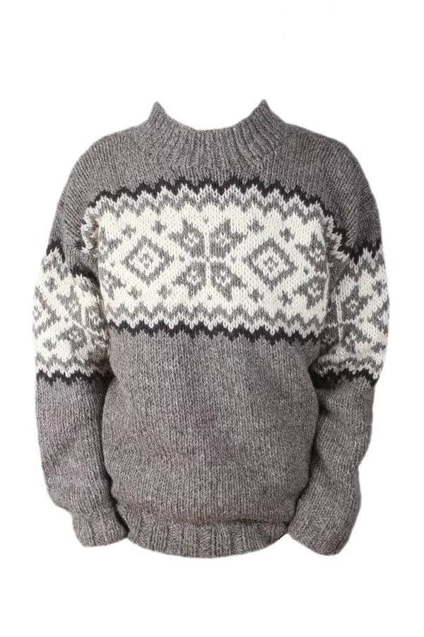 lusciousscarves Pachamama Yukon Sweater Grey , Hand Knitted, Fair Trade