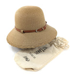 Load image into Gallery viewer, lusciousscarves Packable Cloche Travel Sun Hat with Belt Design - Foldable with Plaited Edging,  Natural
