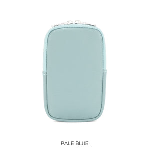 lusciousscarves Pale Blue Italian Leather Phone Pouch Crossbody Bag , Available in 20 Colours