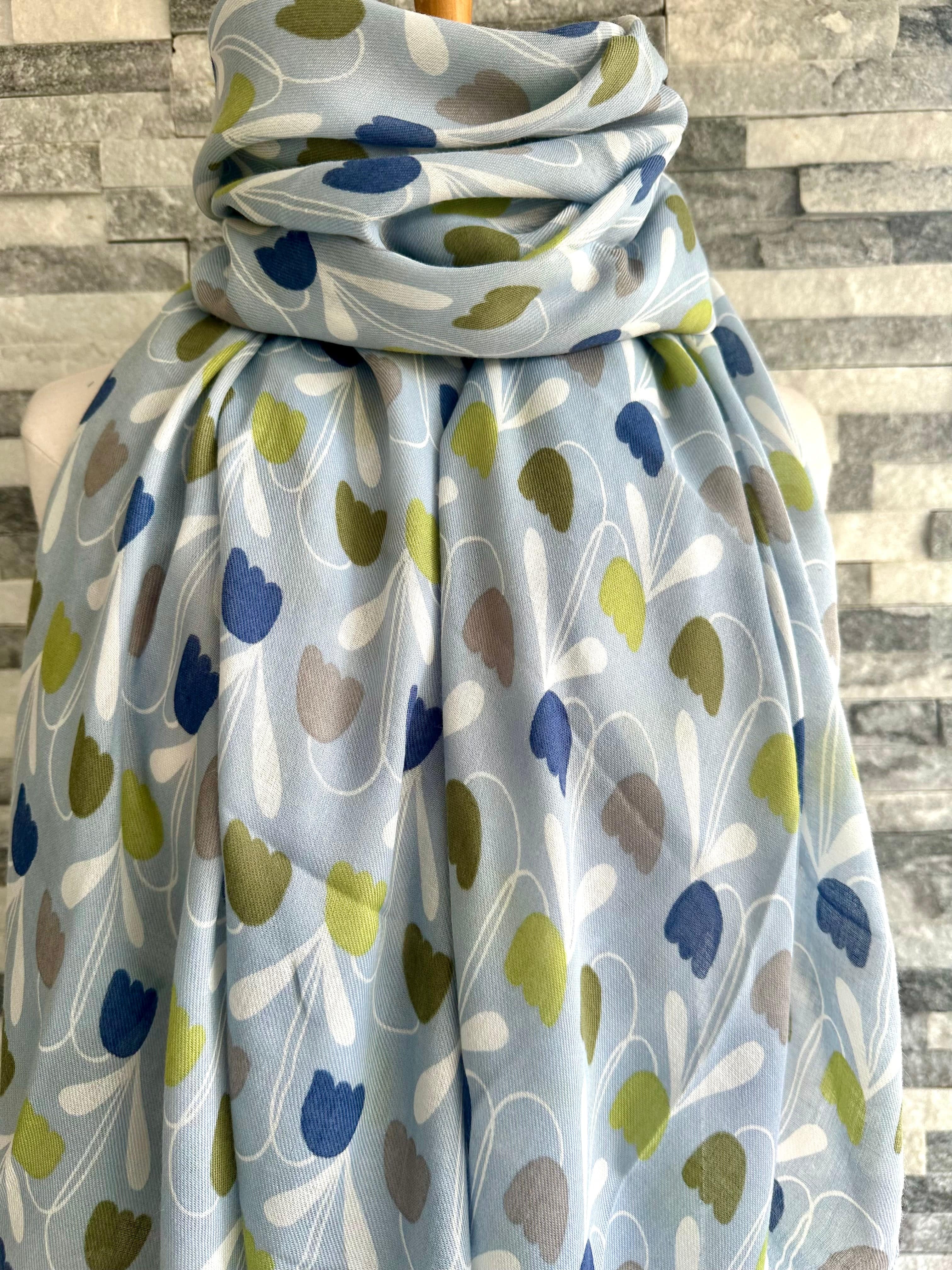 lusciousscarves Pale Blue Sweet Tulips Scarf.
