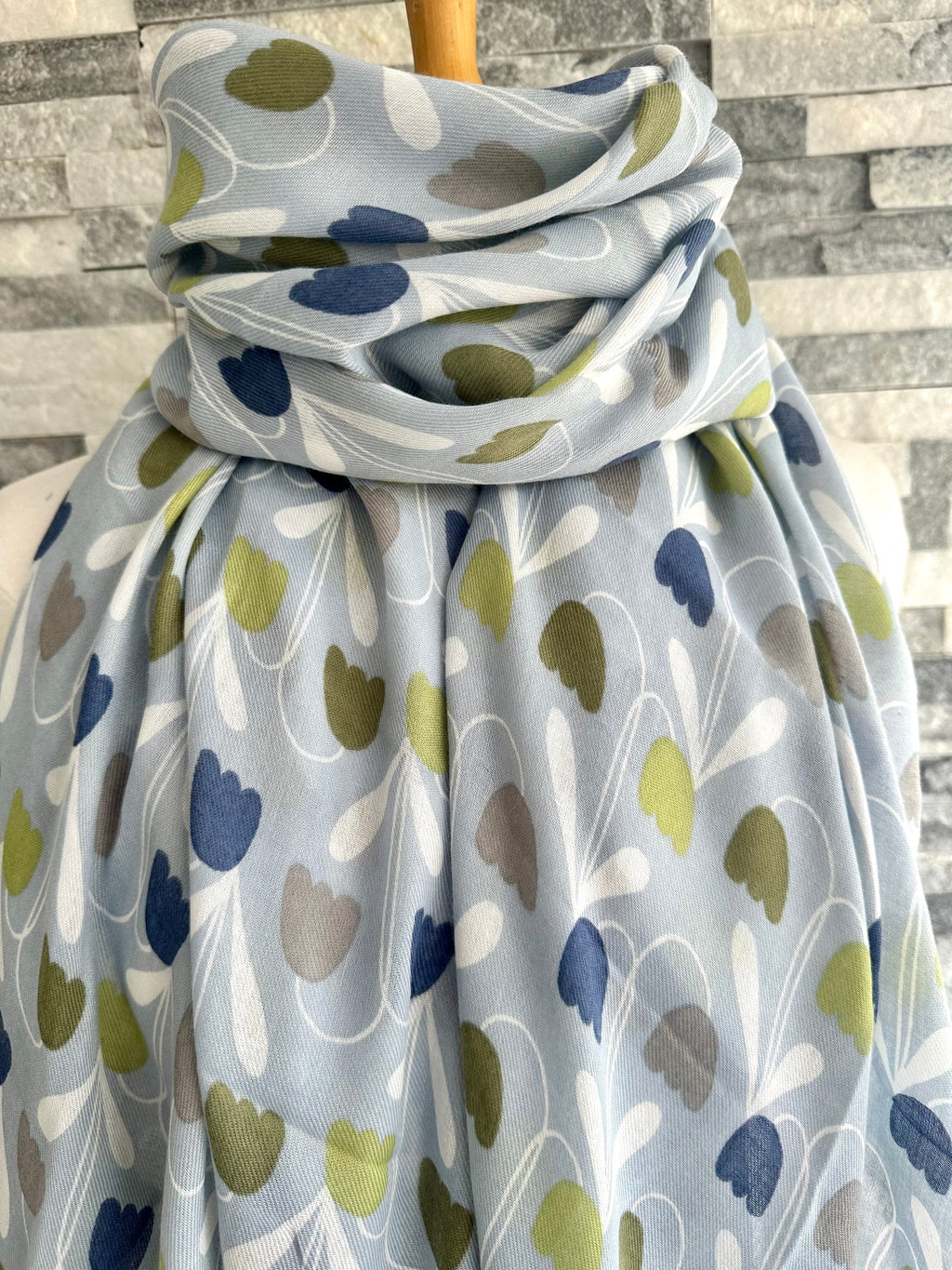 lusciousscarves Pale Blue Sweet Tulips Scarf.