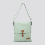 Load image into Gallery viewer, lusciousscarves Pale Green Soft Faux Leather Satchel Crossbody Bag.
