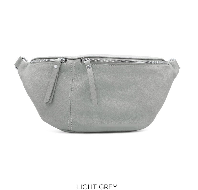 lusciousscarves Pale Grey Large Italian Leather Sling Bag -Chest Bag