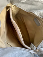 Load image into Gallery viewer, lusciousscarves Pale Grey Leather Classic Hobo Style Shoulder Bag.
