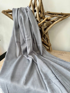 lusciousscarves Pale Grey Plain Light Weight Cotton Blend Summer Scarf , Wrap, Shawl 26 Colours Available