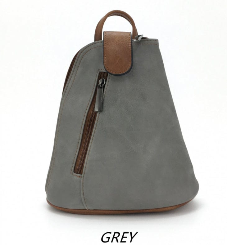 lusciousscarves Pale Grey Small Convertible Rucksack / Backpack / Crossbody Bag.