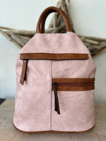 Load image into Gallery viewer, lusciousscarves Pale Pink Ladies Faux Leather Large Triangular Backpack , Rucksack
