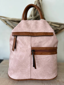 lusciousscarves Pale Pink Ladies Faux Leather Large Triangular Backpack , Rucksack
