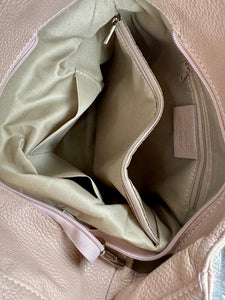 lusciousscarves Pale Pink Leather Classic Hobo Style Shoulder Bag.