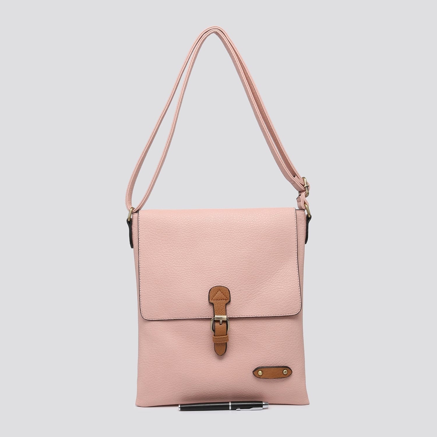 lusciousscarves Pale Pink Soft Faux Leather Satchel Crossbody Bag.