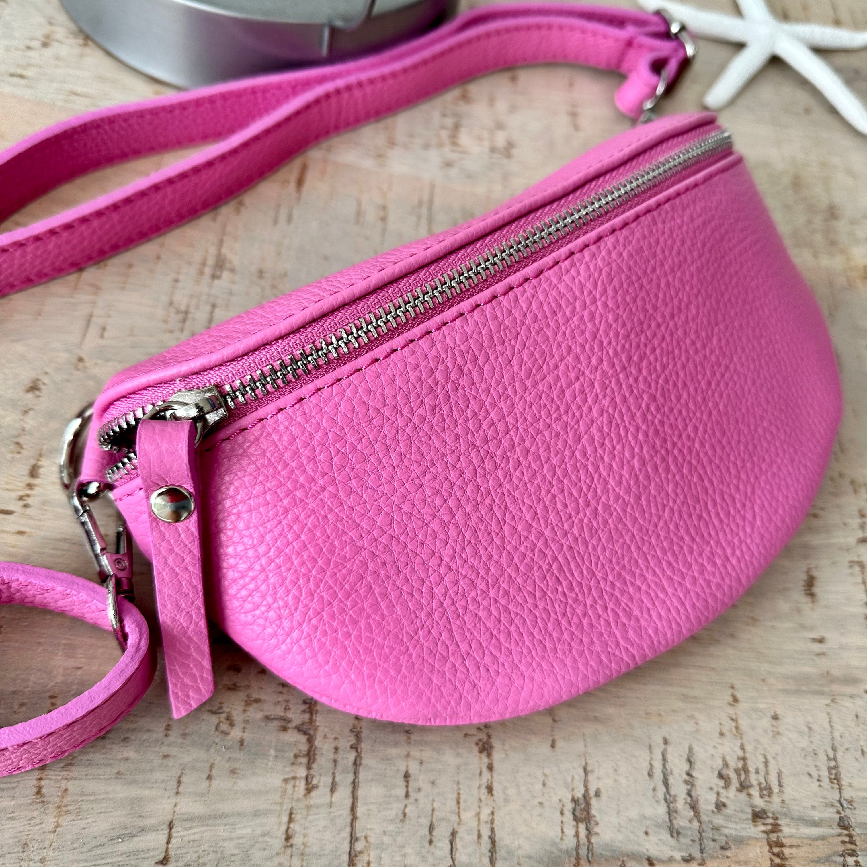 lusciousscarves Pastel Pink Leather Bum Bag - Chest Bag
