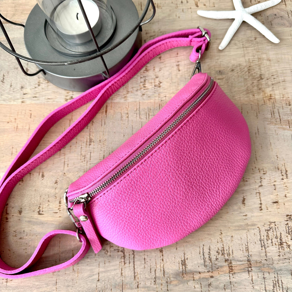 lusciousscarves Pastel Pink Leather Bum Bag - Chest Bag