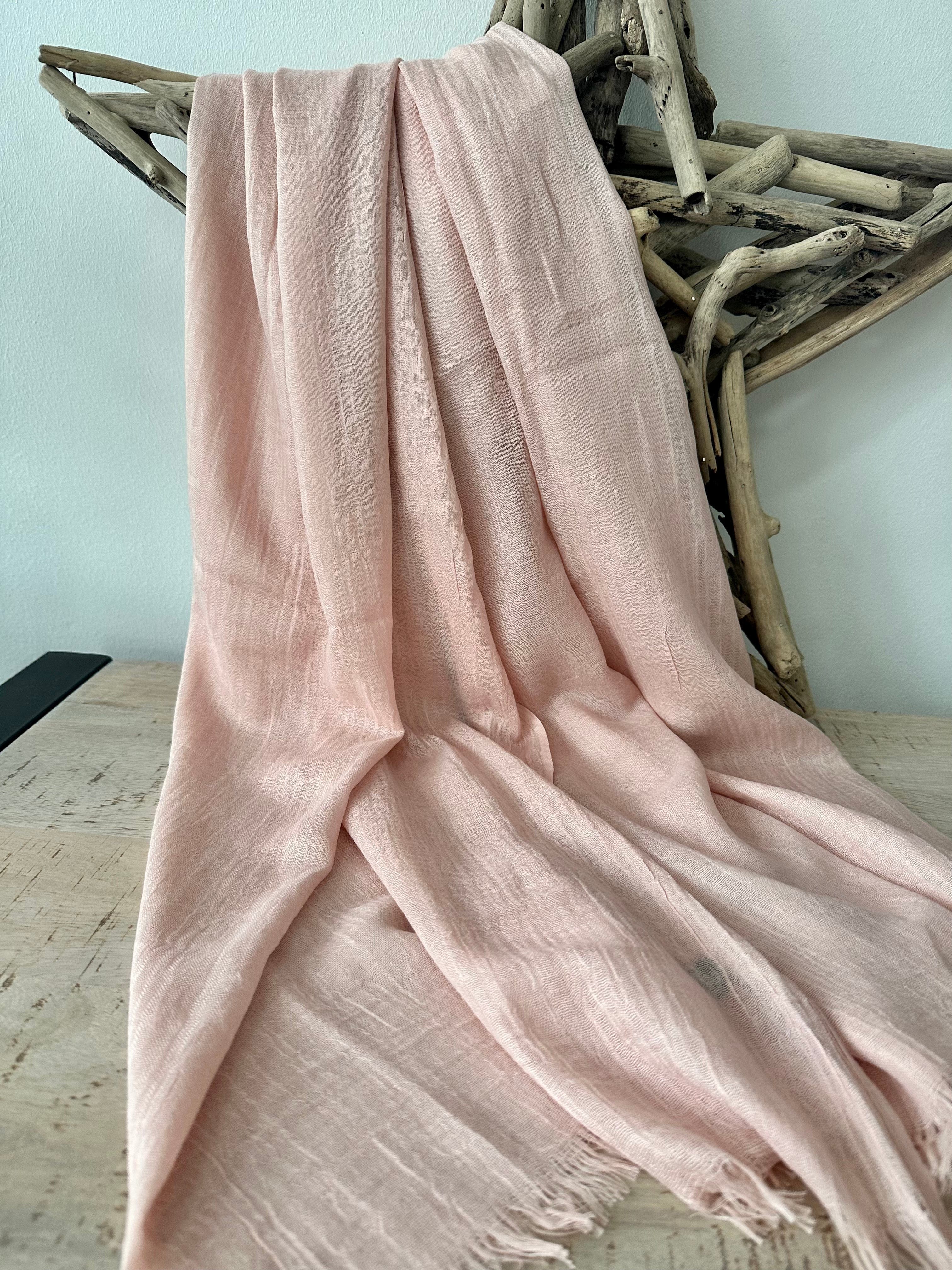 lusciousscarves Peachy Pink Plain Light Weight Cotton Blend Summer Scarf , Wrap, Shawl 26 Colours Available