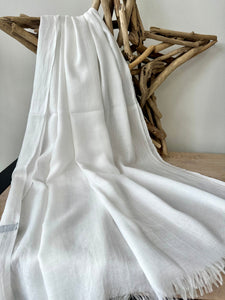 lusciousscarves Pearl White Plain Light Weight Cotton Blend Summer Scarf , Wrap, Shawl 26 Colours Available