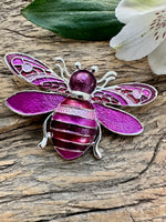Load image into Gallery viewer, lusciousscarves Pink and Silver Magnetic Bee Brooch
