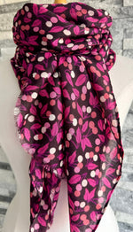 Load image into Gallery viewer, lusciousscarves Pink Little Berries and Leaves Ladies Scarf

