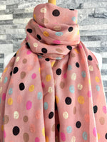 Load image into Gallery viewer, lusciousscarves Pink Scribbled Spots Scarf.
