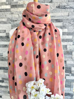Load image into Gallery viewer, lusciousscarves Pink Scribbled Spots Scarf.

