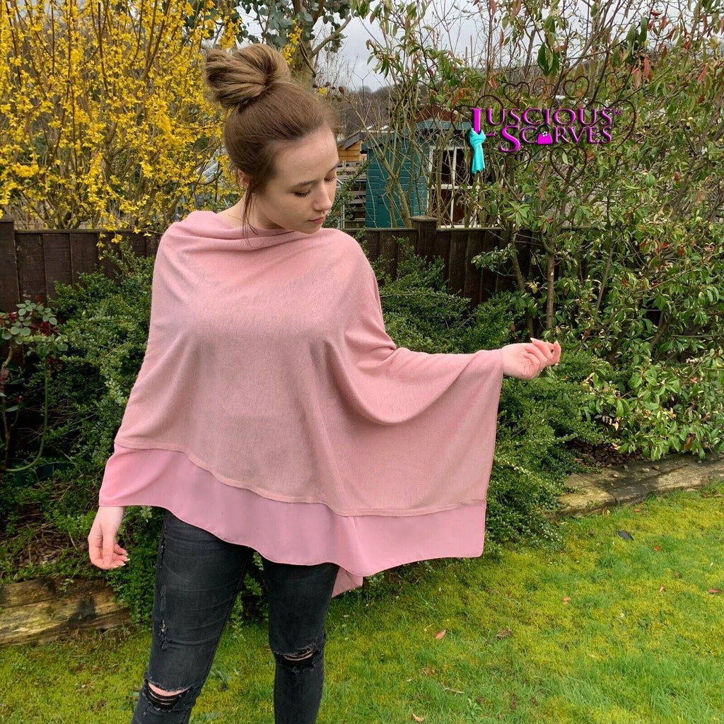 lusciousscarves Poncho Liners Deep Pink Light Weight Poncho