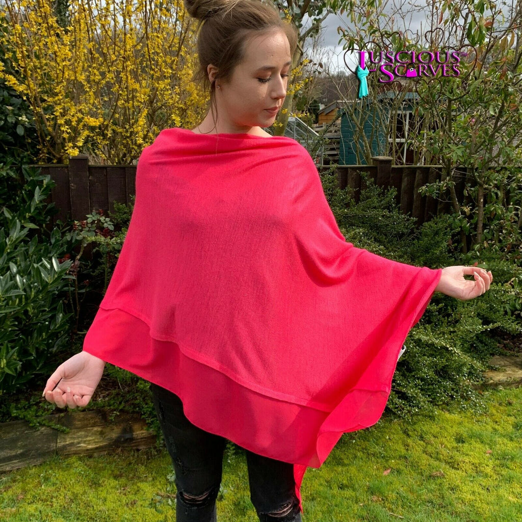 lusciousscarves Poncho Liners Hot Pink Light Weight Poncho