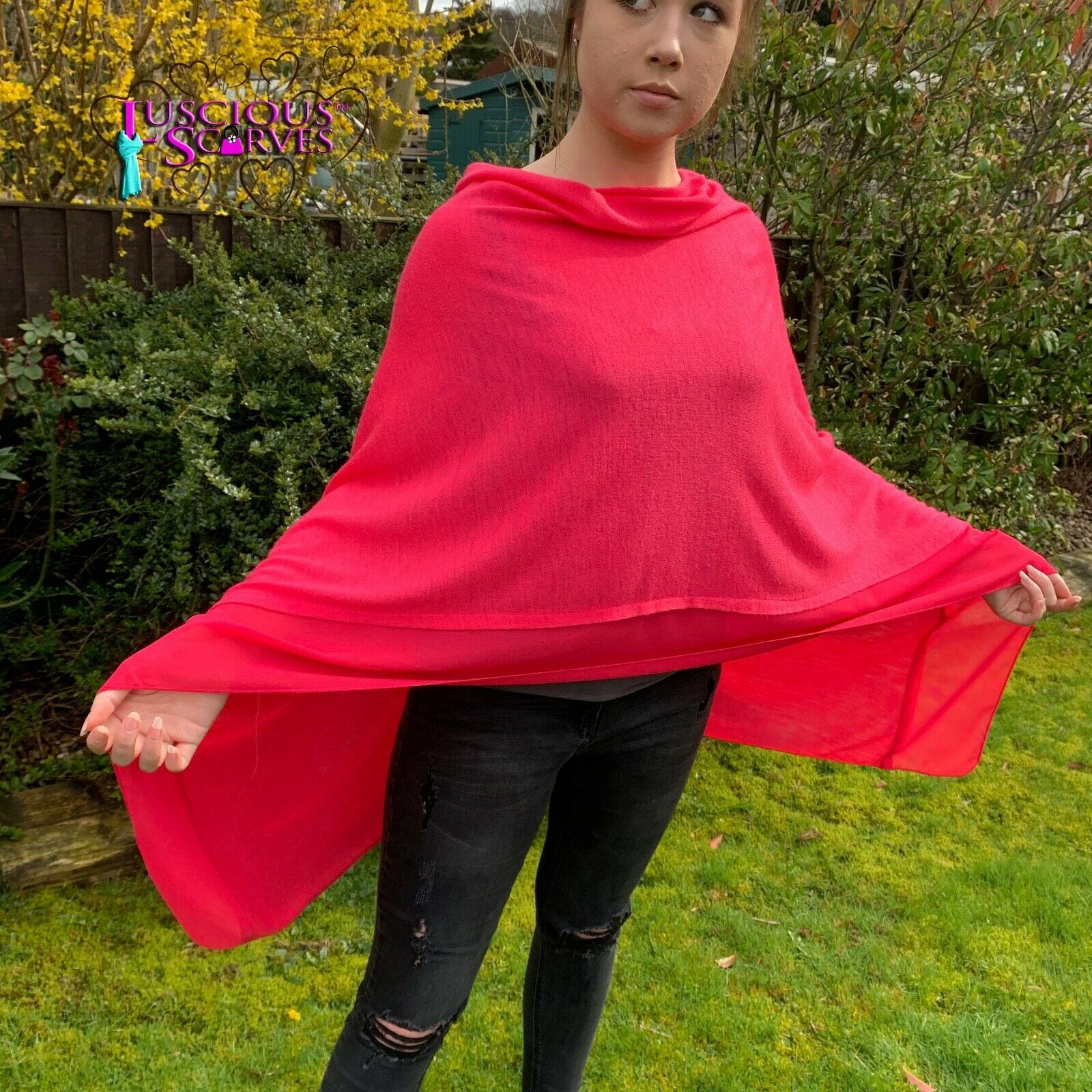lusciousscarves Poncho Liners Hot Pink Light Weight Poncho