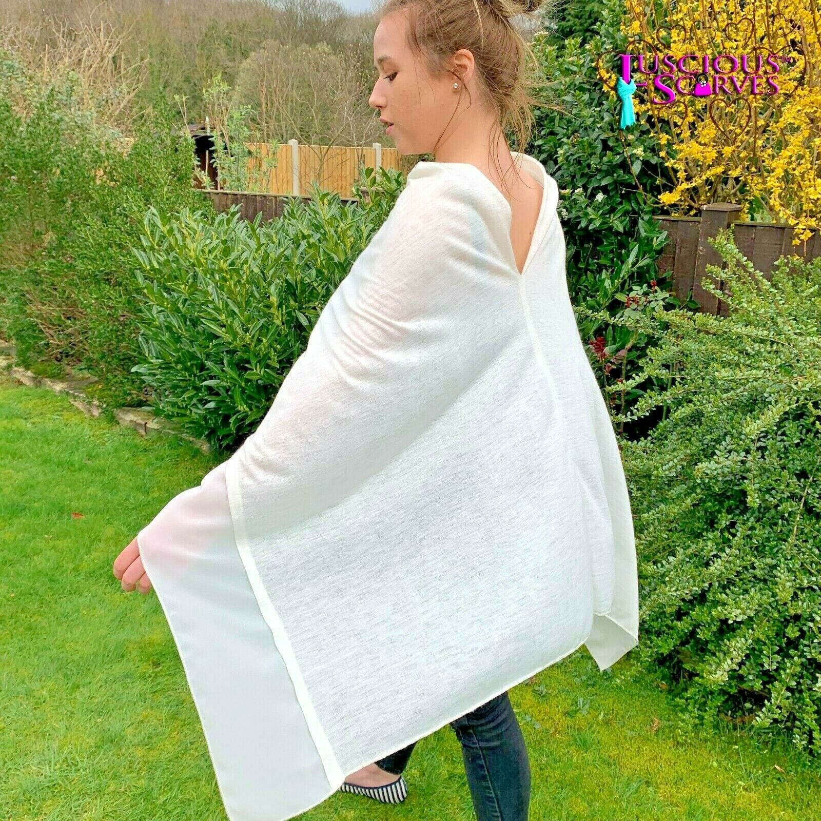 lusciousscarves Poncho Liners Ivory Light weight Poncho
