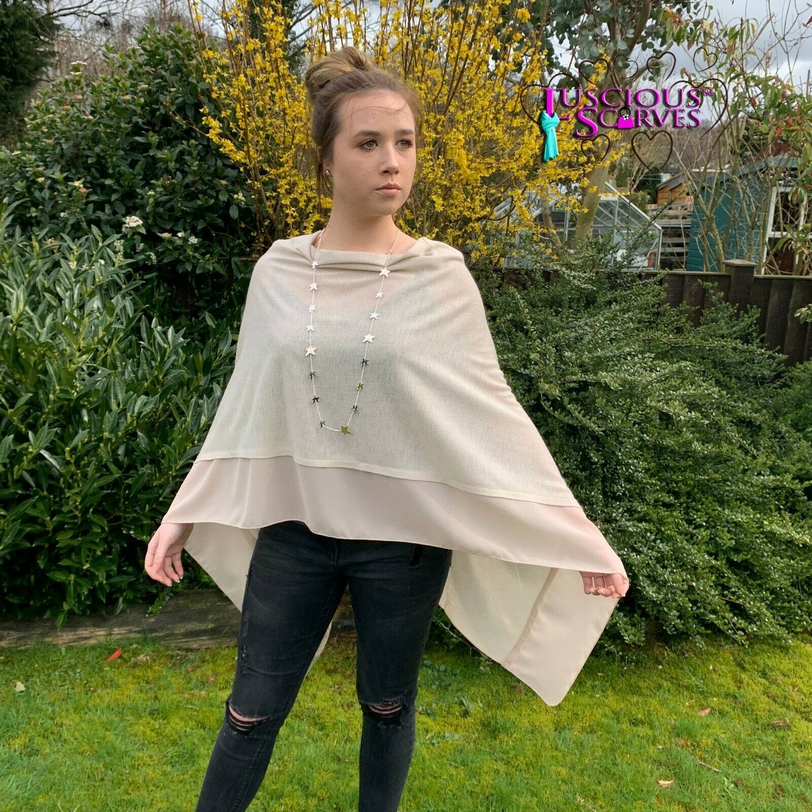 lusciousscarves Poncho Liners Pale Beige Light Weight Poncho