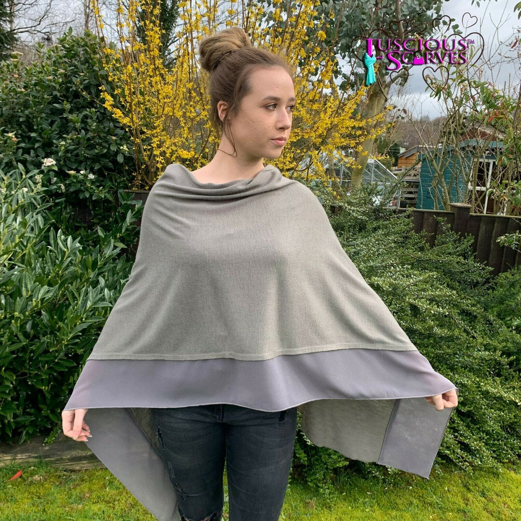 lusciousscarves Poncho Liners Steel Grey Light Weight Poncho