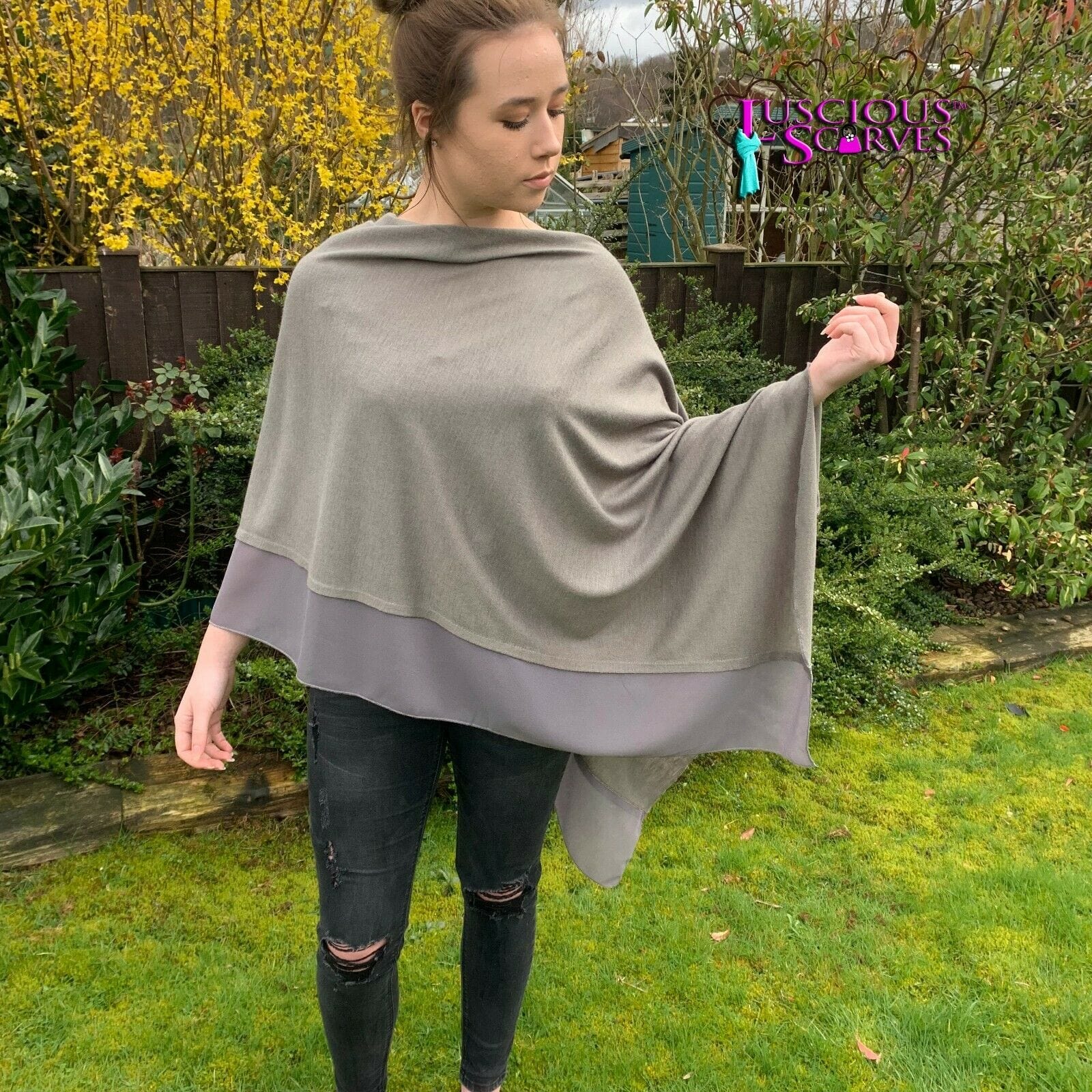 lusciousscarves Poncho Liners Steel Grey Light Weight Poncho