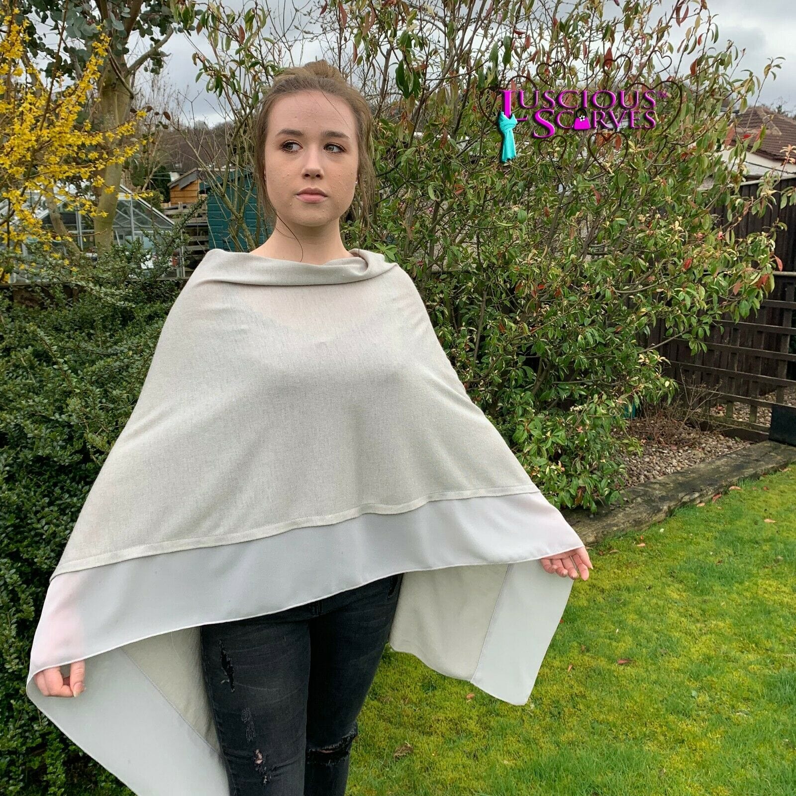 lusciousscarves Poncho Liners Stone Grey Light Weight Poncho