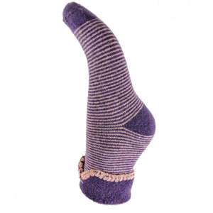 lusciousscarves Purple and Lilac Striped Wool Blend Cuff Socks