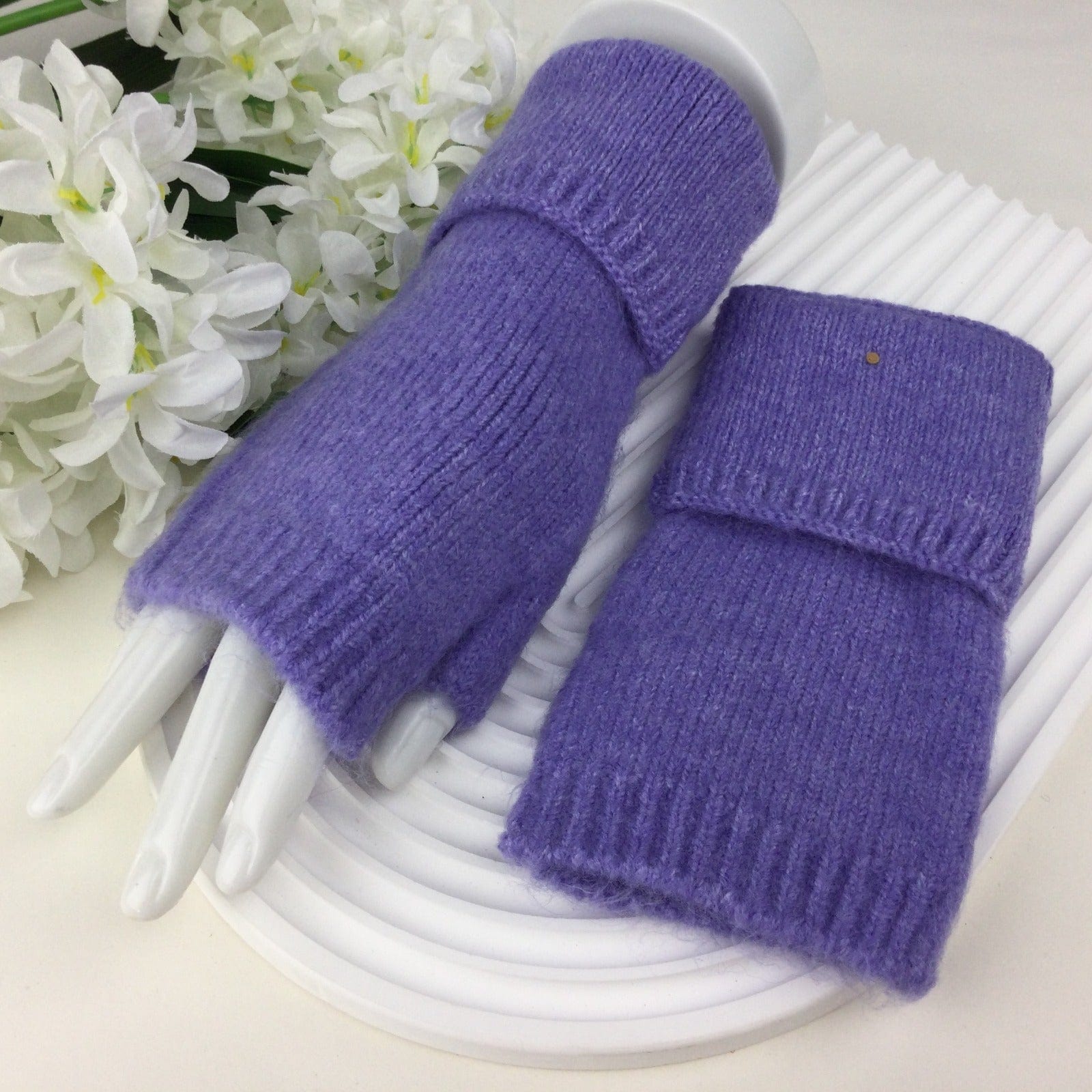 lusciousscarves Purple Fingerless Gloves , Wrist Warmers available in 9 Colours.