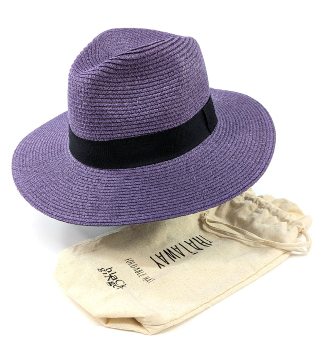 lusciousscarves Purple Unisex Panama Style Sun hat , Rollable , Adjustable and Packable
