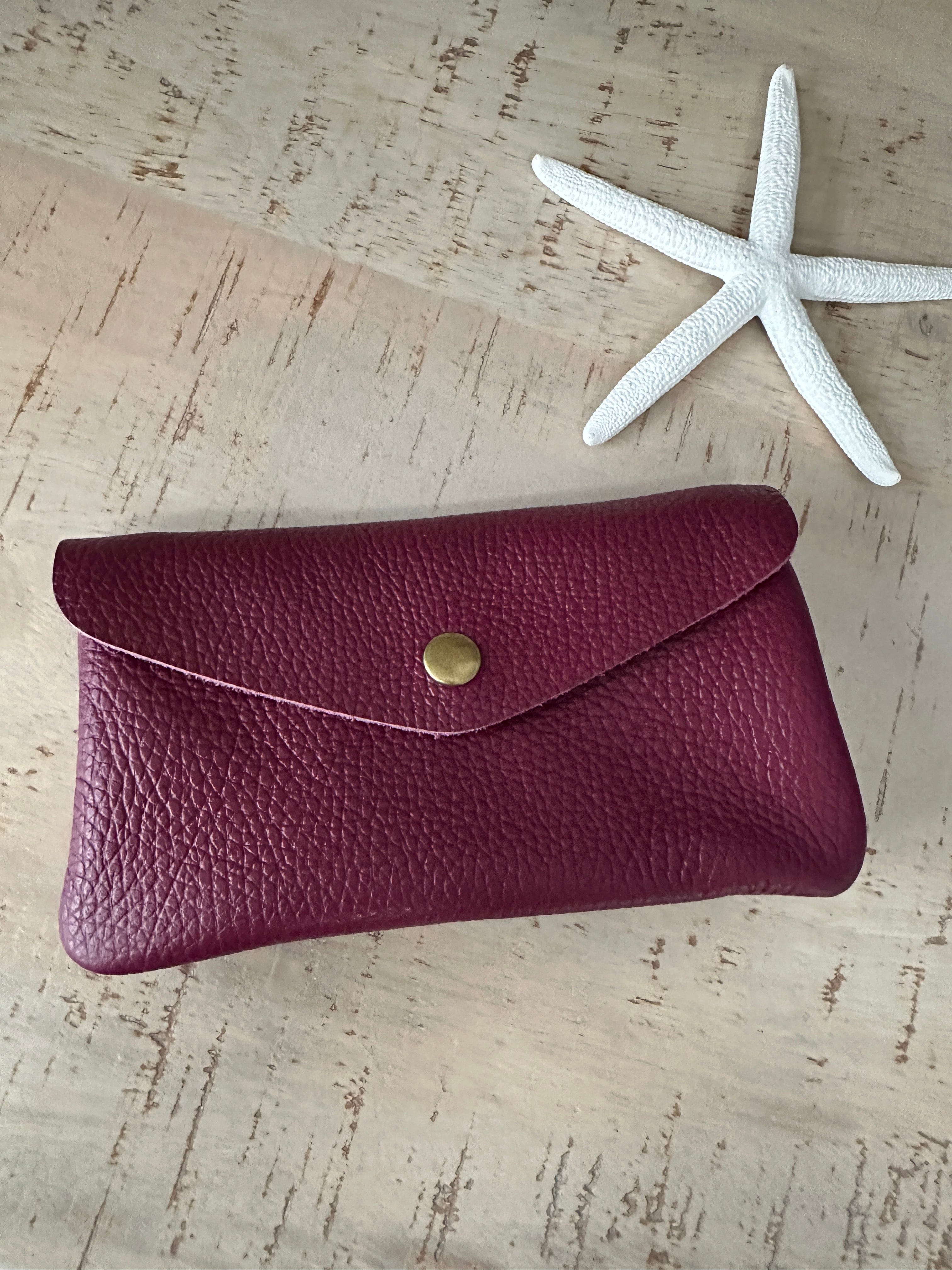 lusciousscarves Purses Burgundy Italian Leather Zip and Popper Purse