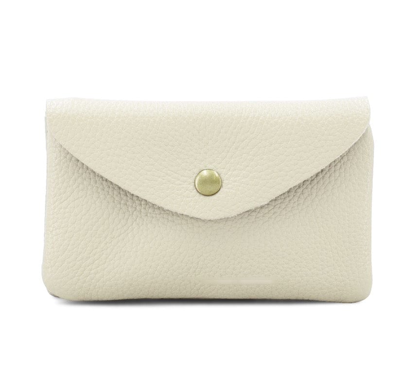 lusciousscarves Purses Cream Italian Leather Zip and Poppet Purse