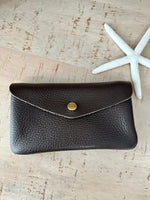 Load image into Gallery viewer, lusciousscarves Purses Dark Brown Italian Leather Zip and Popper Purse
