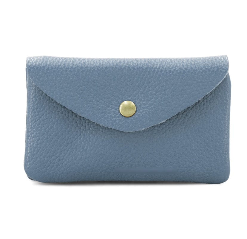 lusciousscarves Purses Denim Blue Italian Leather Zip and Poppet Purse