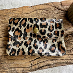 Load image into Gallery viewer, lusciousscarves Purses Gold Animal Print Small Metallic Italian Leather Coin Purse with Popper
